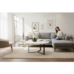 STOLIK KAWOWY Metalowy Blat Biały Płyta MDF  STK-922